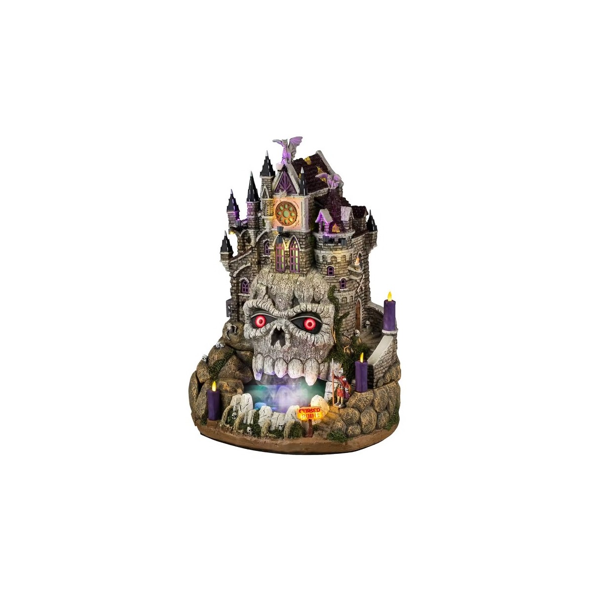 Château maudit lumineux sonore fumant LEMAX Spooky Town