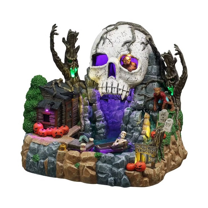 Etang du crâne animé lumineux LEMAX Spooky Town