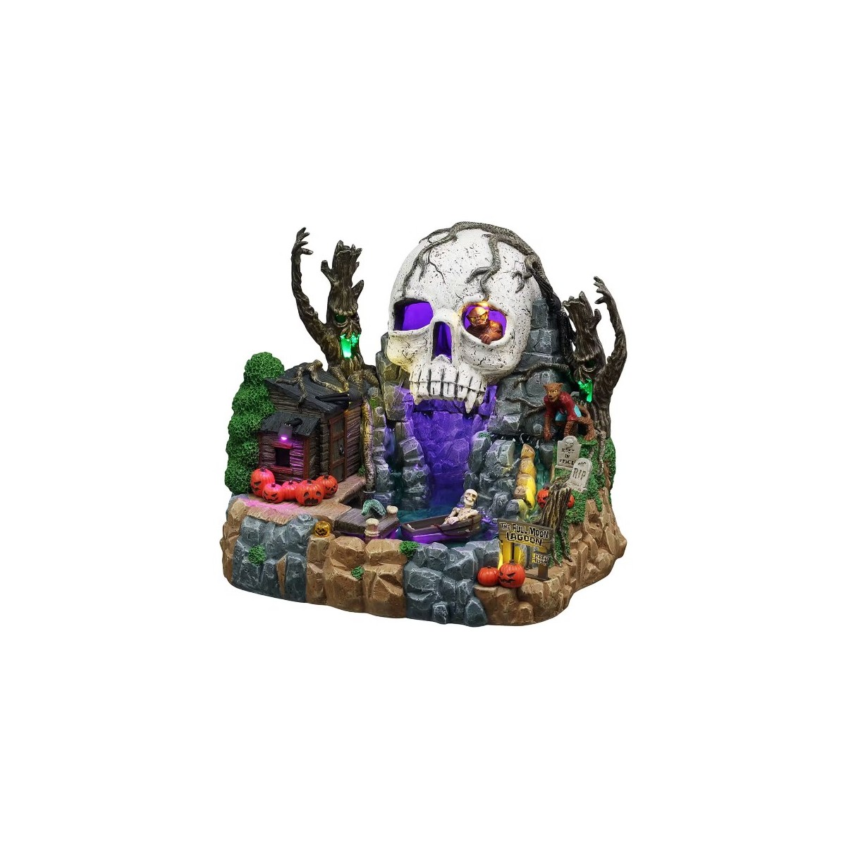 Etang du crâne animé lumineux LEMAX Spooky Town