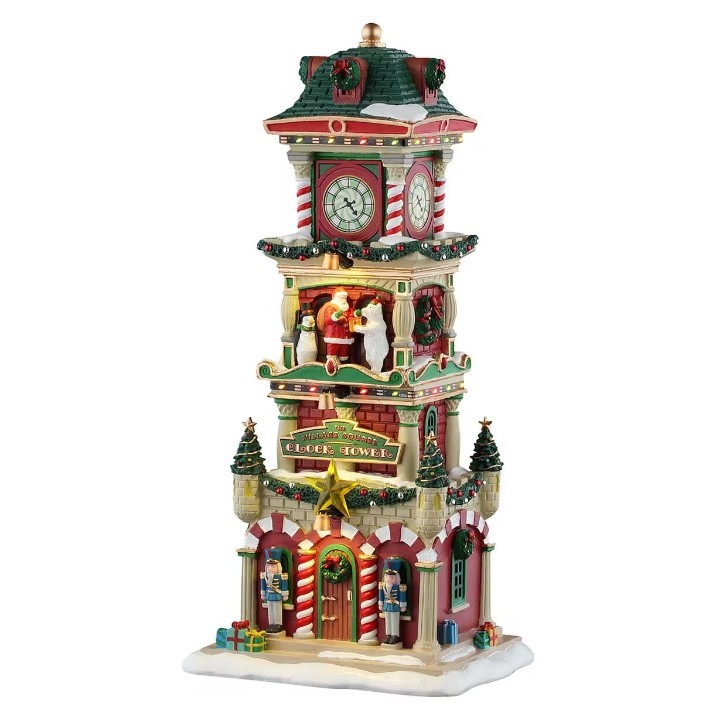 Tour de Noël lumineuse avec horloge LEMAX