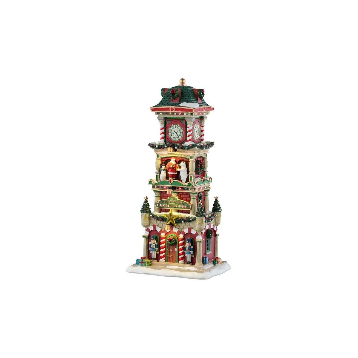 Tour de Noël lumineuse avec horloge LEMAX