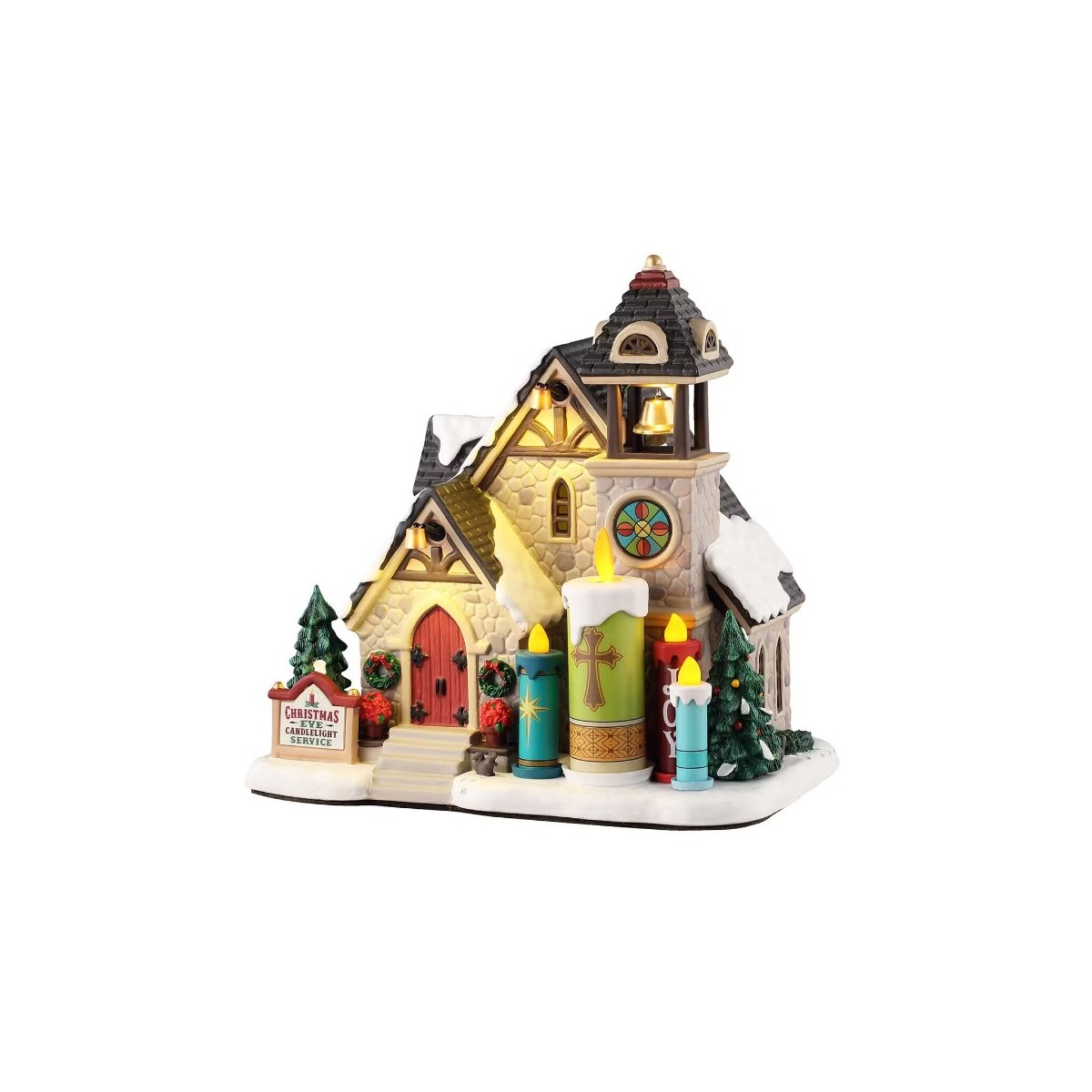 Chapelle enneigée lumineuse animée LEMAX