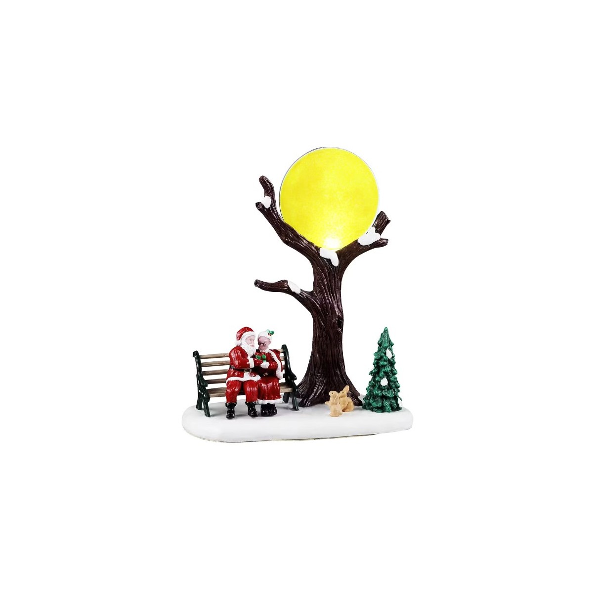 Père et mère Noël sous la lune lumineuse LEMAX