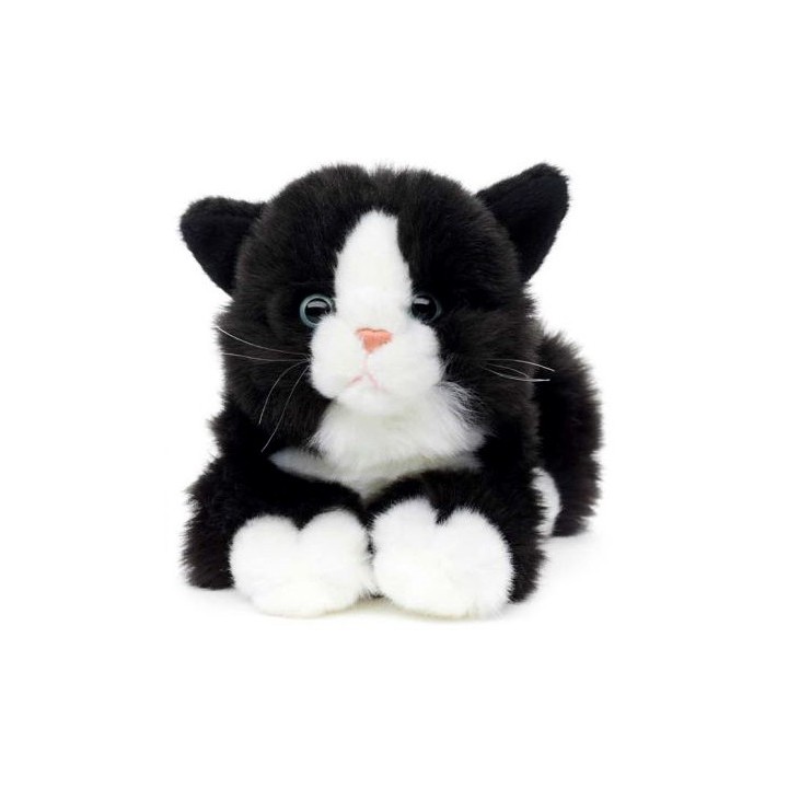 Peluche Chat noir blanc 21 cm
