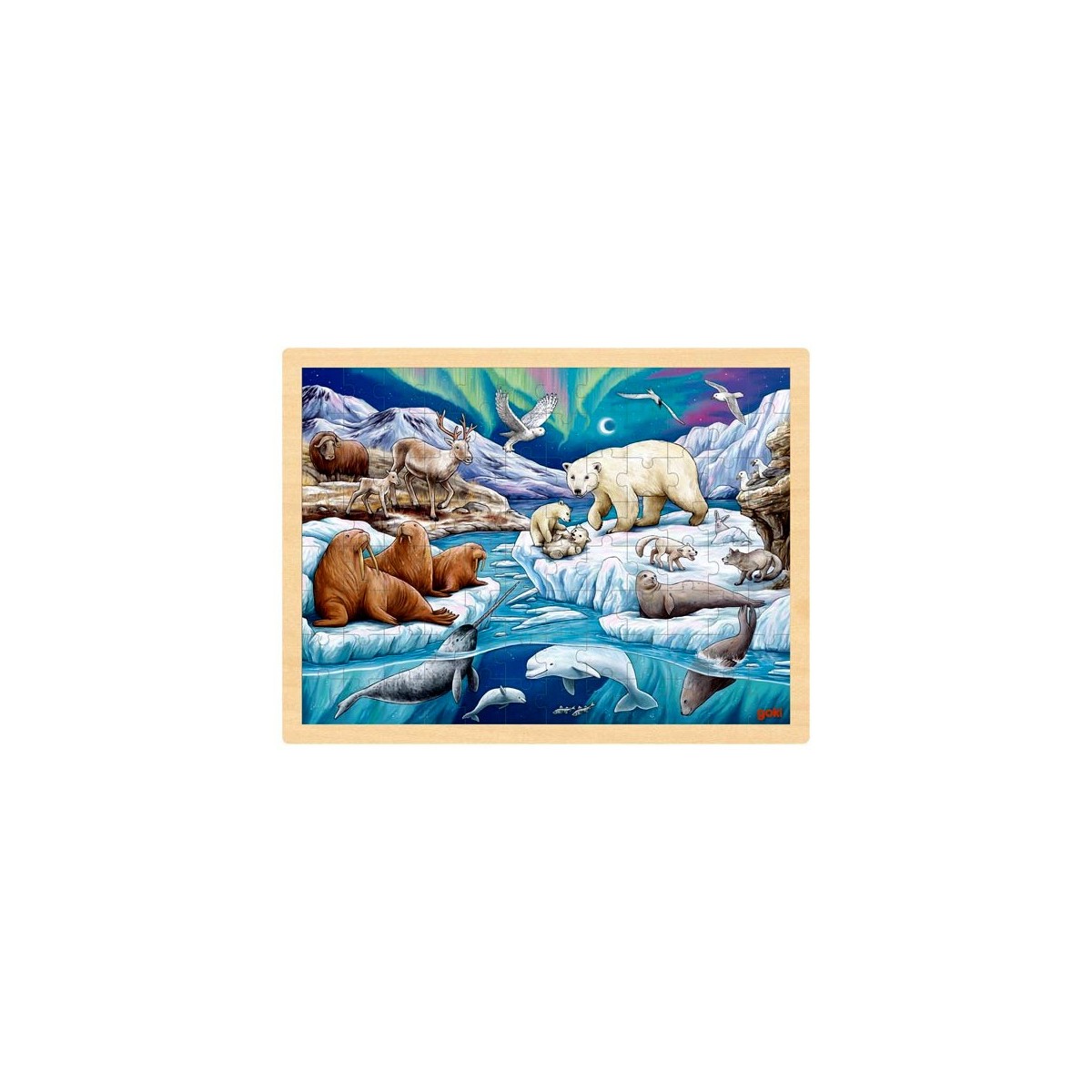 Puzzle cadre enfant en bois Animaux polaires 96 pièces