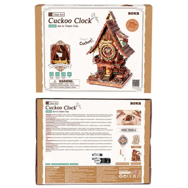Maquette en bois Horloge à coucou animée lumineuse sonore