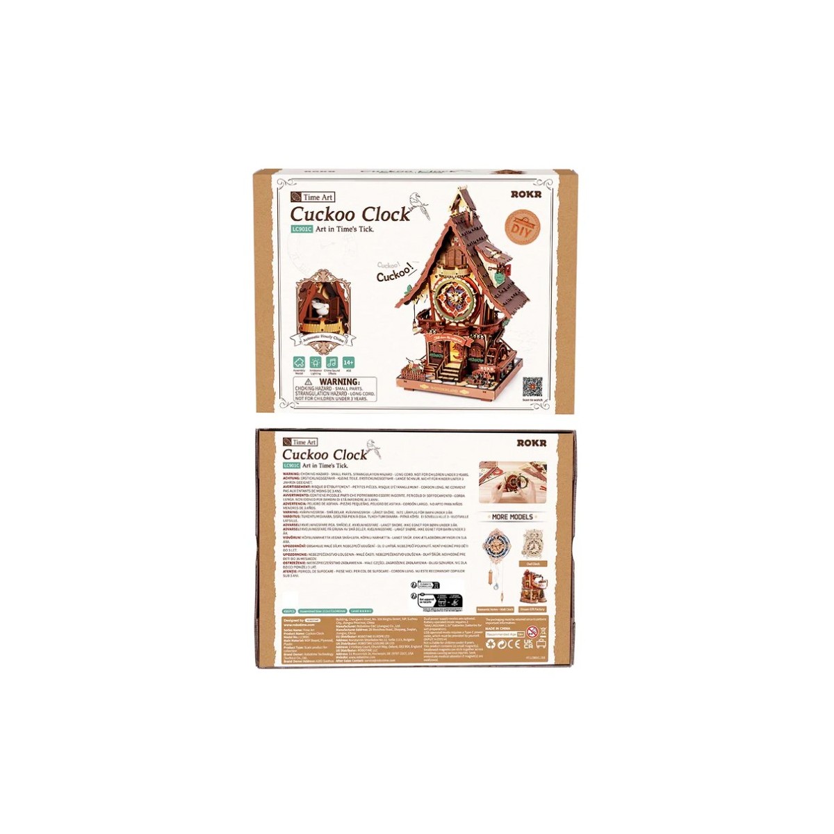 Maquette en bois Horloge à coucou animée lumineuse sonore