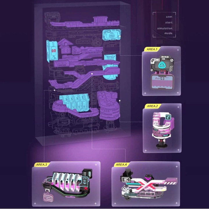 Maquette Circuit de billes futuriste motorisé 174 cm