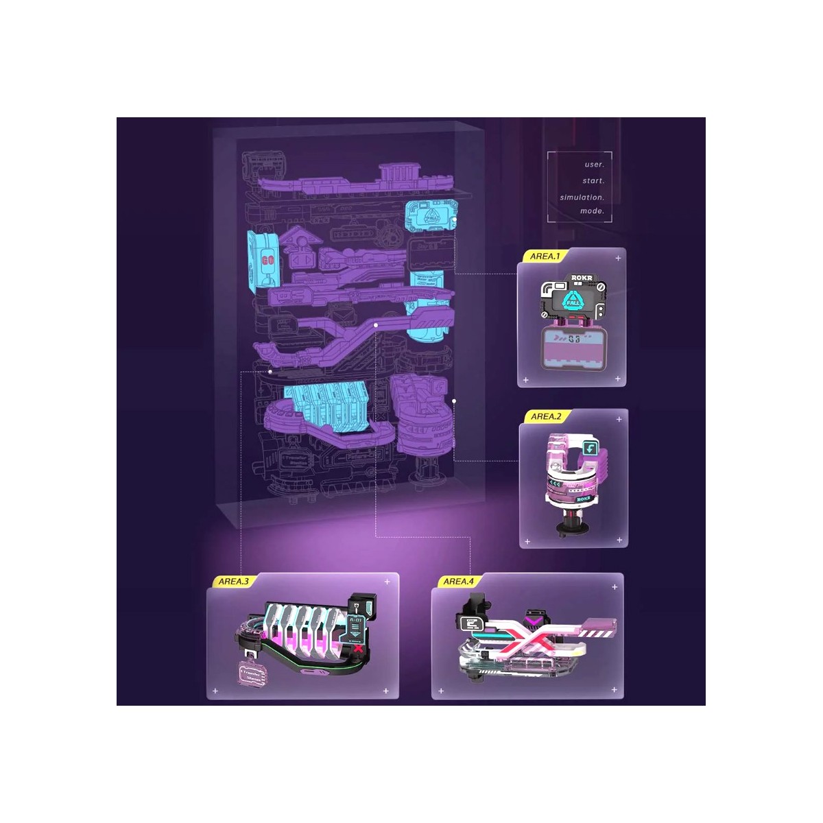 Maquette Circuit de billes futuriste motorisé 174 cm