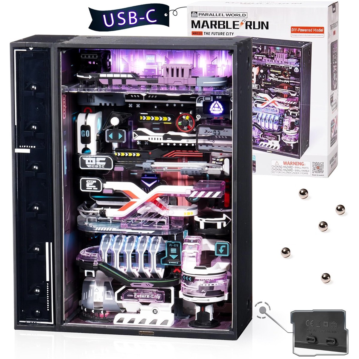 Maquette Circuit de billes futuriste motorisé 174 cm