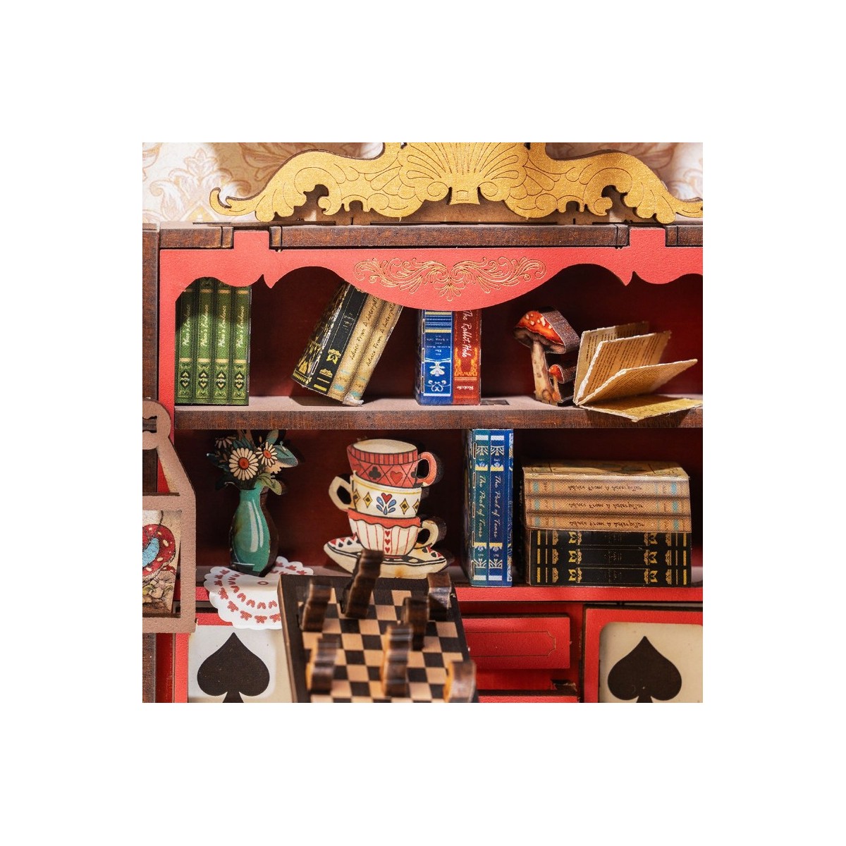Maquette en bois lumineuse Serre-livres Alice aux pays des merveilles
