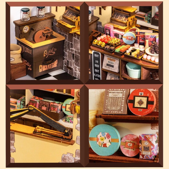 Maquette en bois lumineuse Chocolaterie