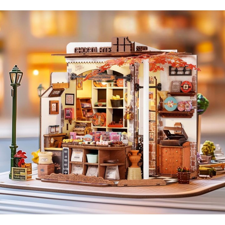 Maquette en bois lumineuse Chocolaterie