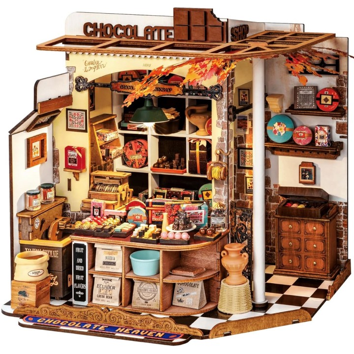 Maquette en bois lumineuse Chocolaterie