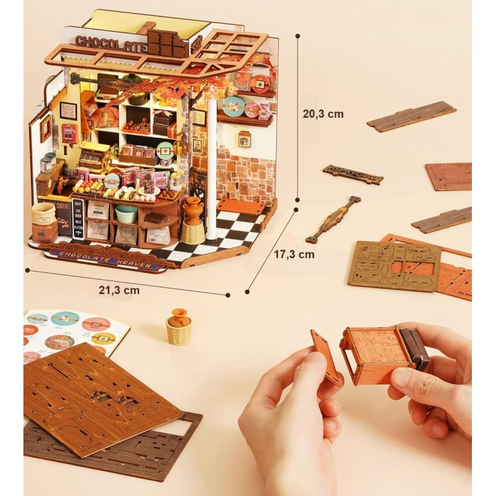 Maquette en bois lumineuse Chocolaterie