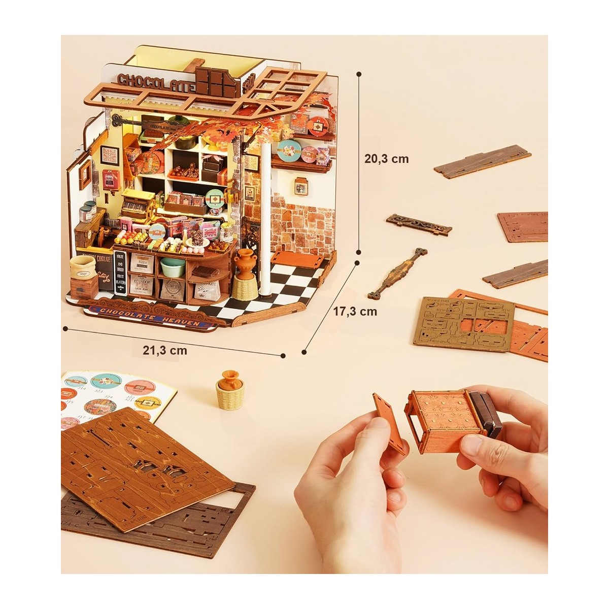 Maquette en bois lumineuse Chocolaterie