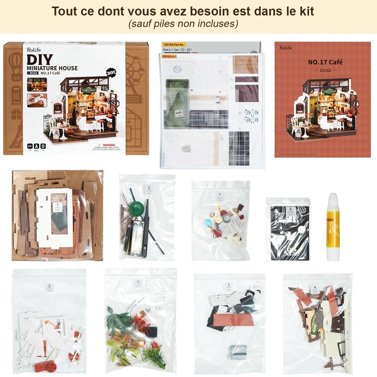 Maquette en bois lumineuse Café