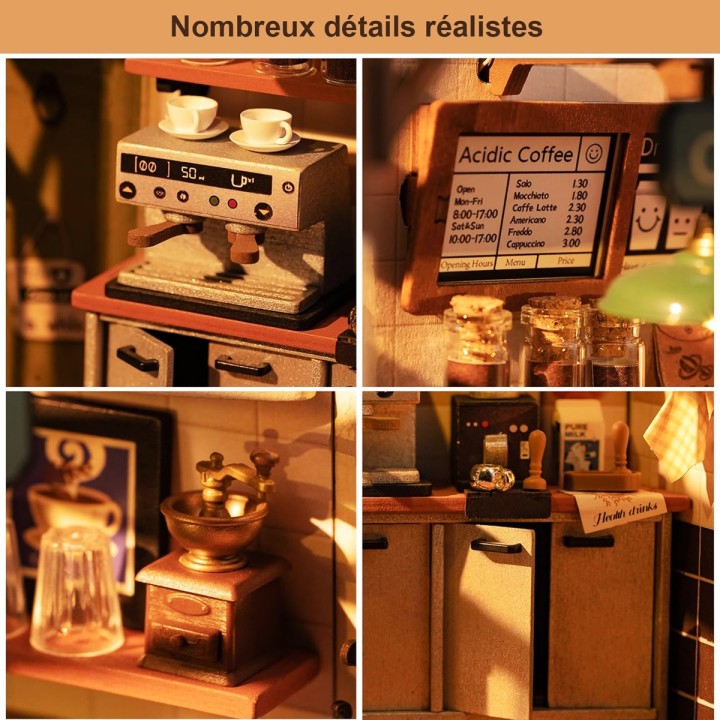 Maquette en bois lumineuse Café