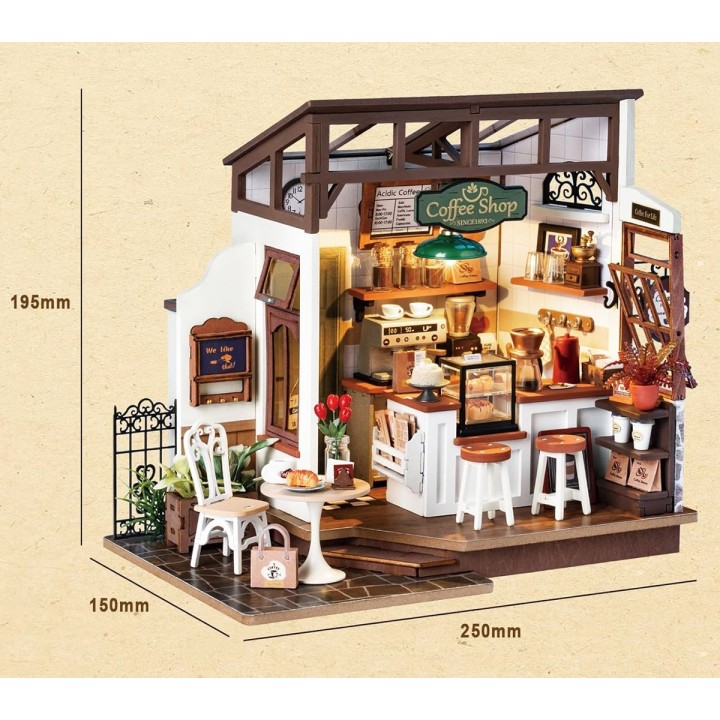 Maquette en bois lumineuse Café