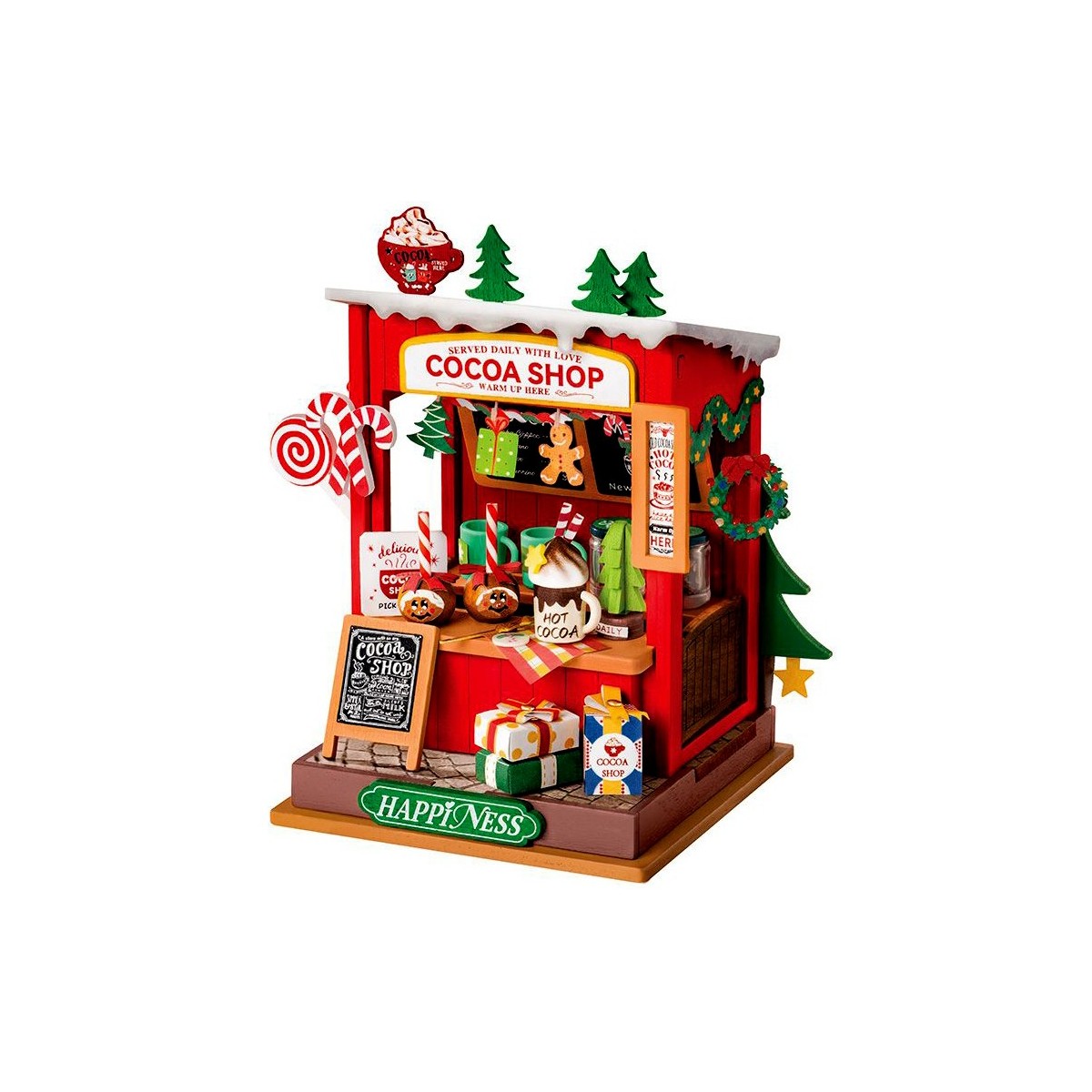Maquette en bois Scène miniature Noël Boutique de chocolat chaud