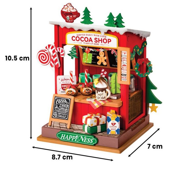 Maquette en bois Scène miniature Noël Boutique de chocolat chaud