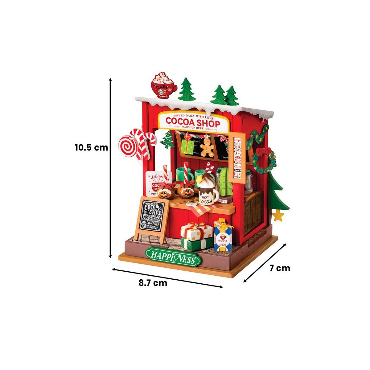 Maquette en bois Scène miniature Noël Boutique de chocolat chaud