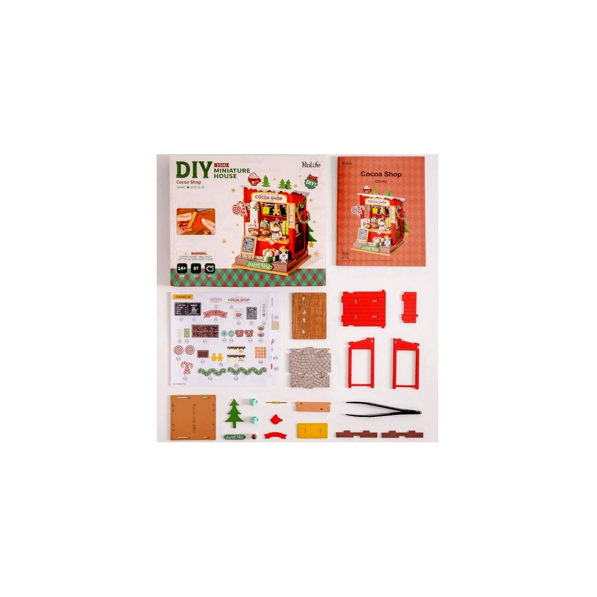 Maquette en bois Scène miniature Noël Boutique de chocolat chaud