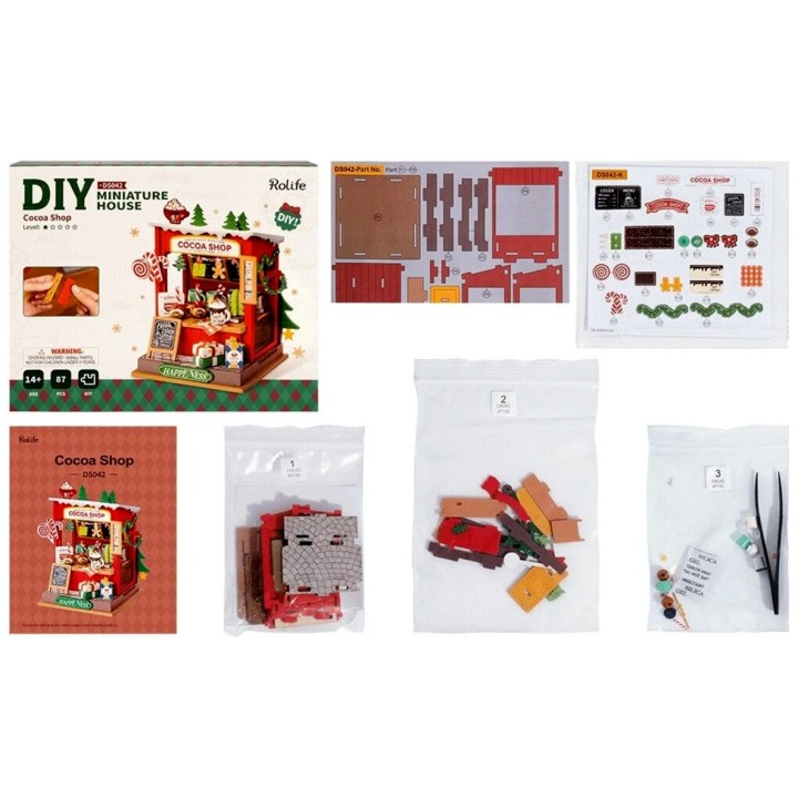 Maquette en bois Scène miniature Noël Boutique de chocolat chaud