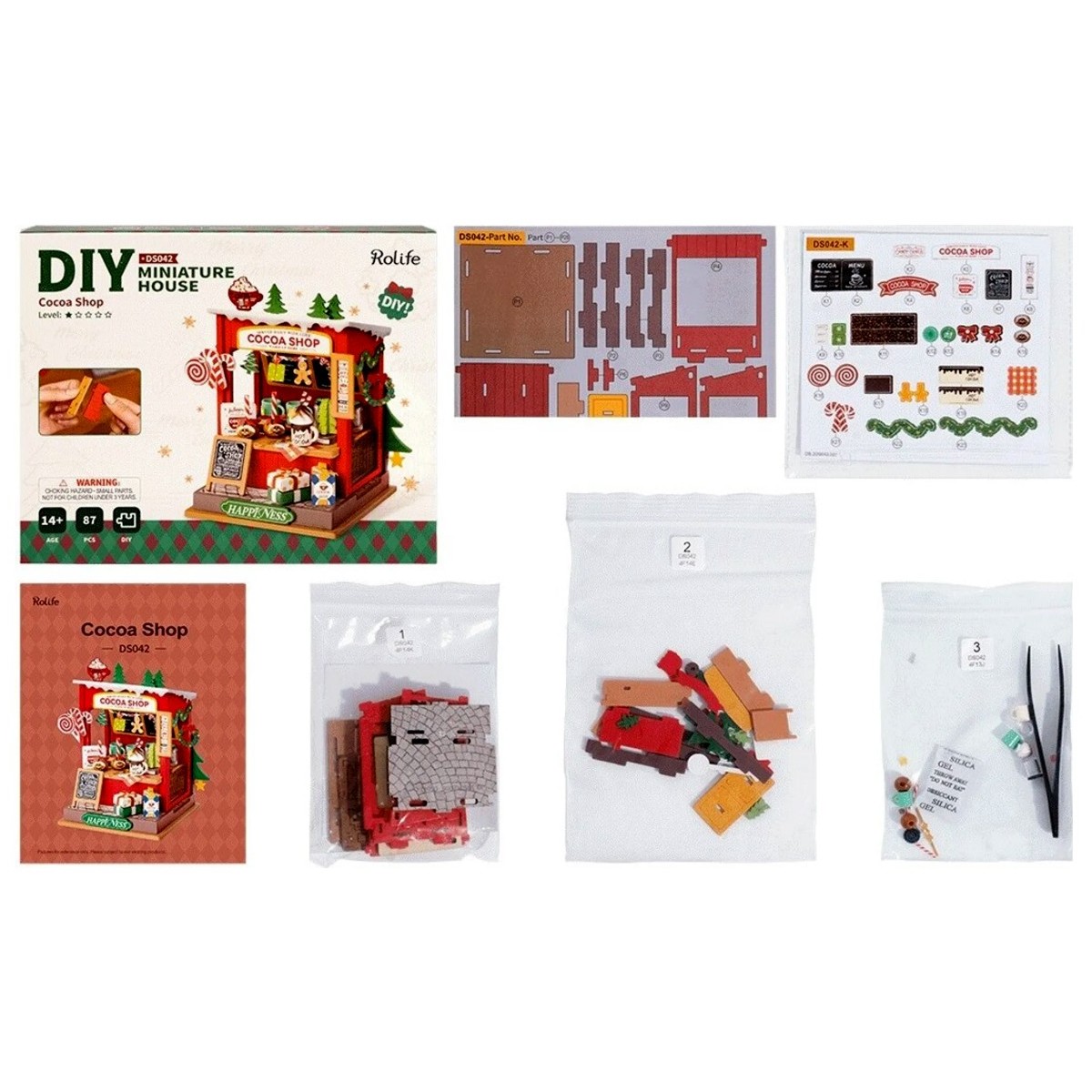 Maquette en bois Scène miniature Noël Boutique de chocolat chaud