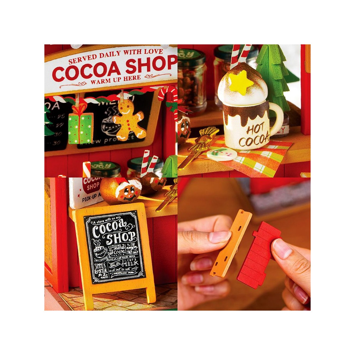 Maquette en bois Scène miniature Noël Boutique de chocolat chaud