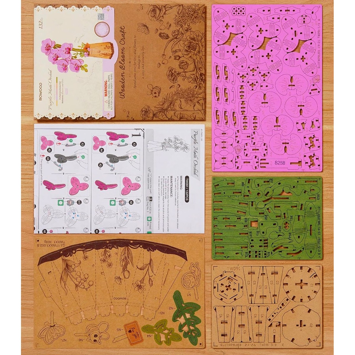 Maquette en bois Fleur Orchidée violette