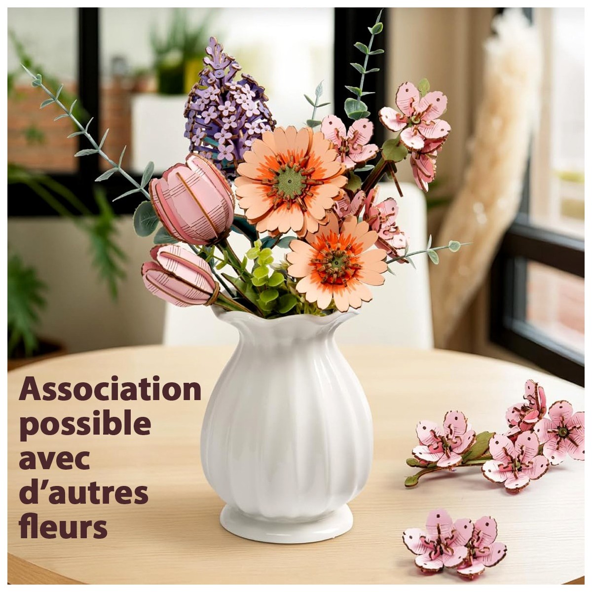 Maquette en bois Fleur Marguerite orange