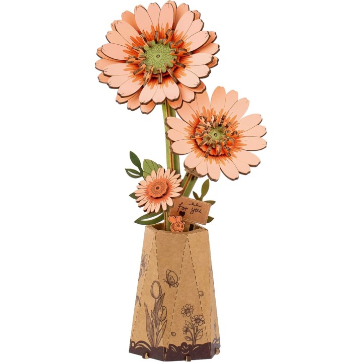 Maquette en bois Fleur Marguerite orange