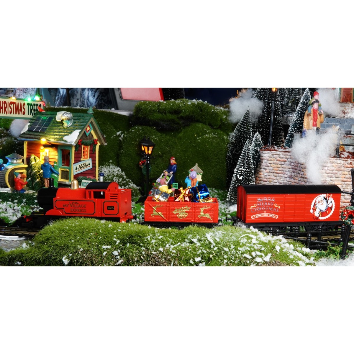 Train de Noël rouge électrique avec rails Hornby