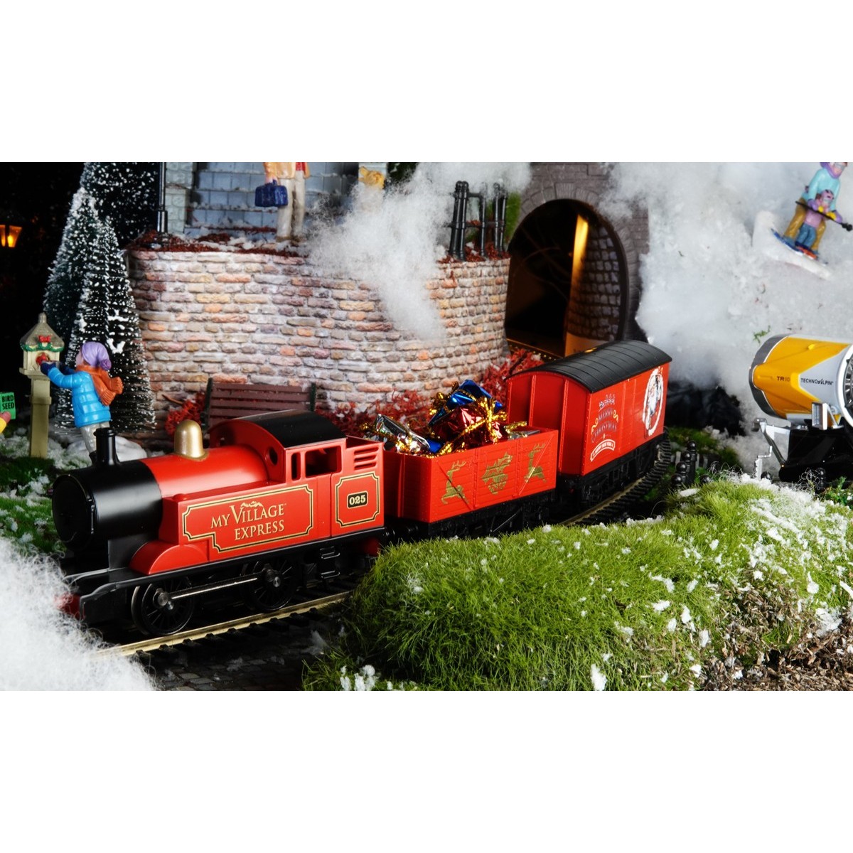 Train de Noël rouge électrique avec rails Hornby