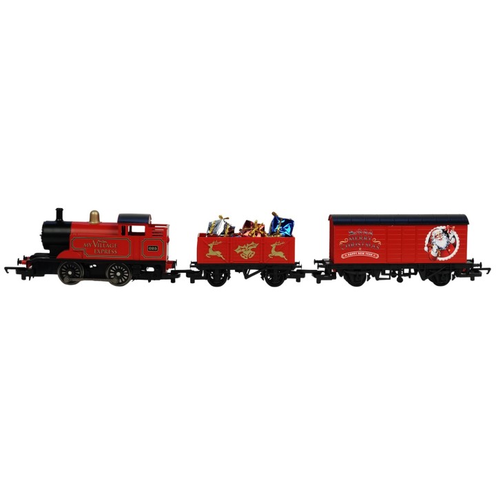 Train de Noël rouge électrique avec rails Hornby