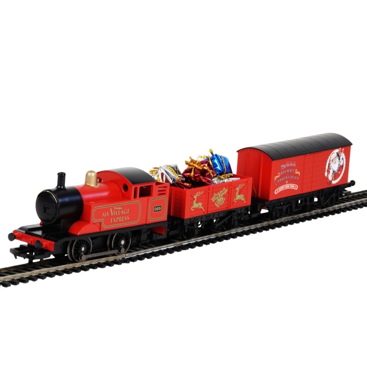 Train de Noël rouge électrique avec rails Hornby