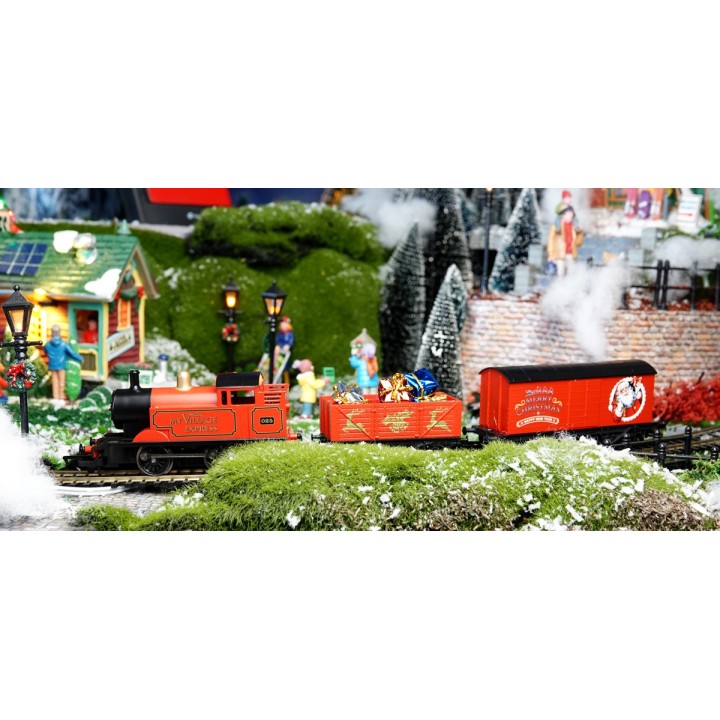 Train de Noël rouge électrique avec rails Hornby