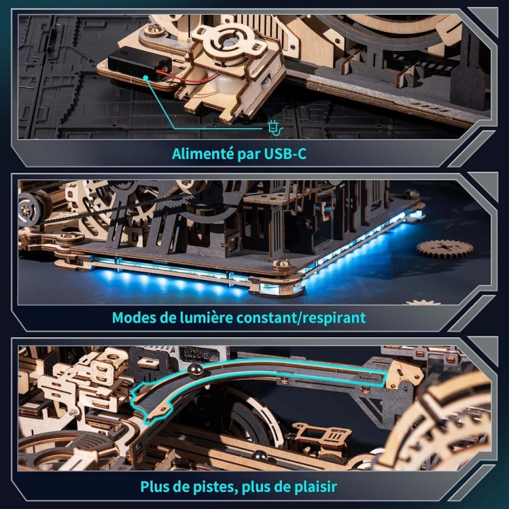 Module de connexion en bois lumineux pour Circuits de billes
