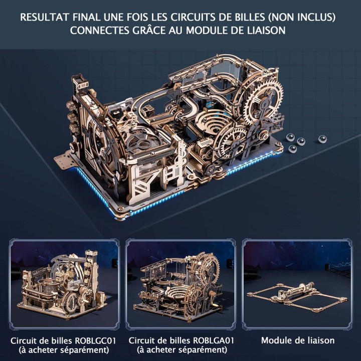 Module de connexion en bois lumineux pour Circuits de billes