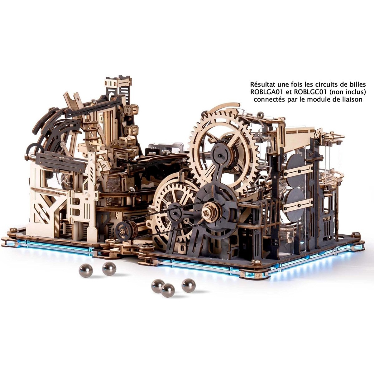 Module de connexion en bois lumineux pour Circuits de billes