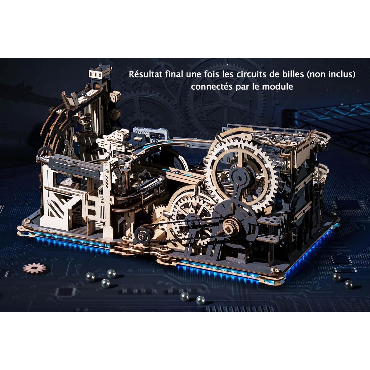 Module de connexion en bois lumineux pour Circuits de billes