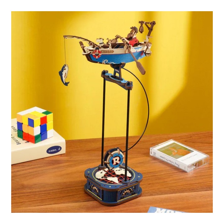 Maquette en bois Pêcheur avec balancier