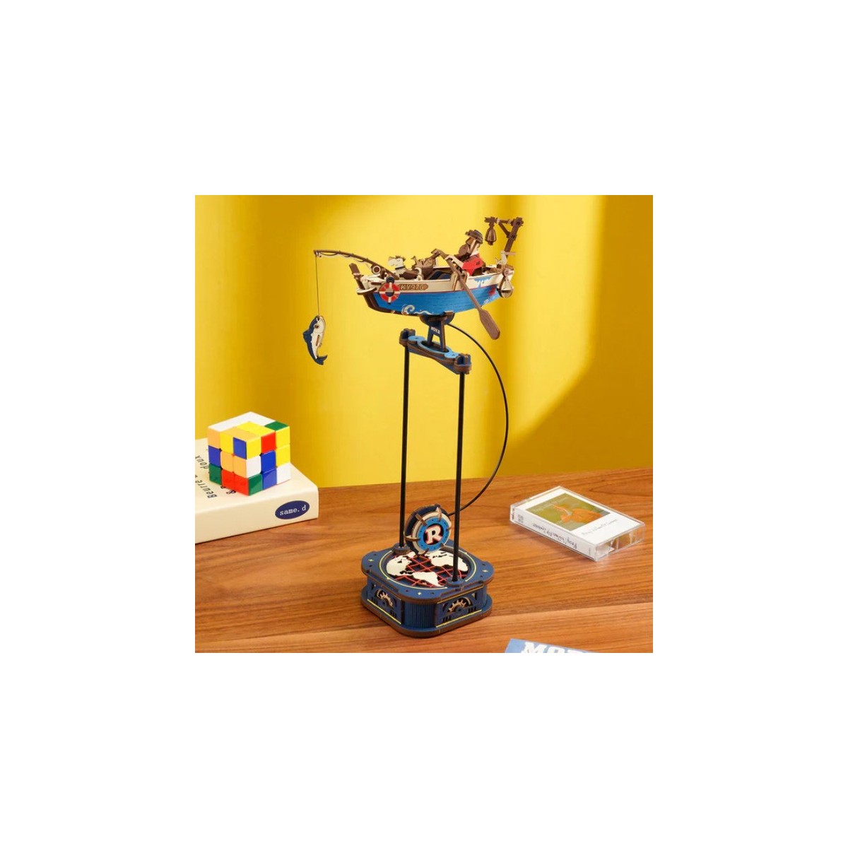 Maquette en bois Pêcheur avec balancier