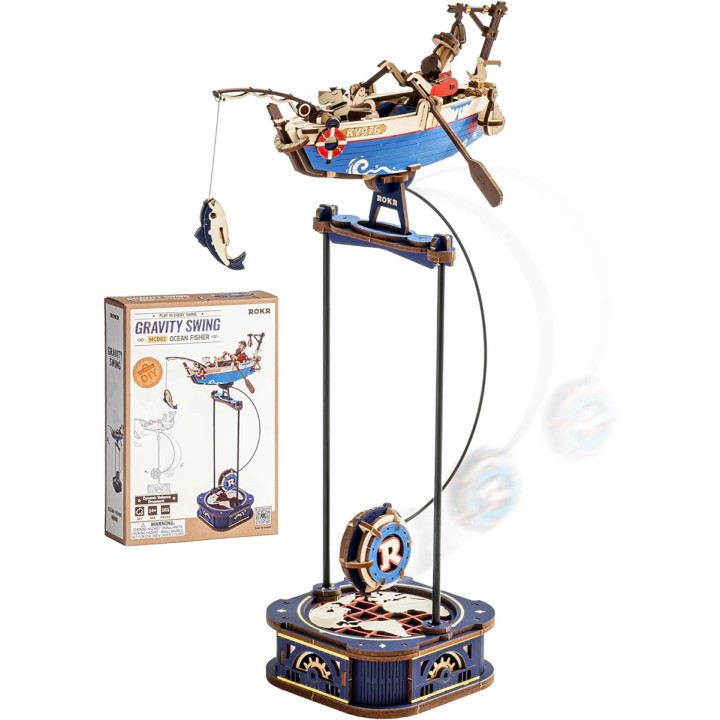 Maquette en bois Pêcheur avec balancier