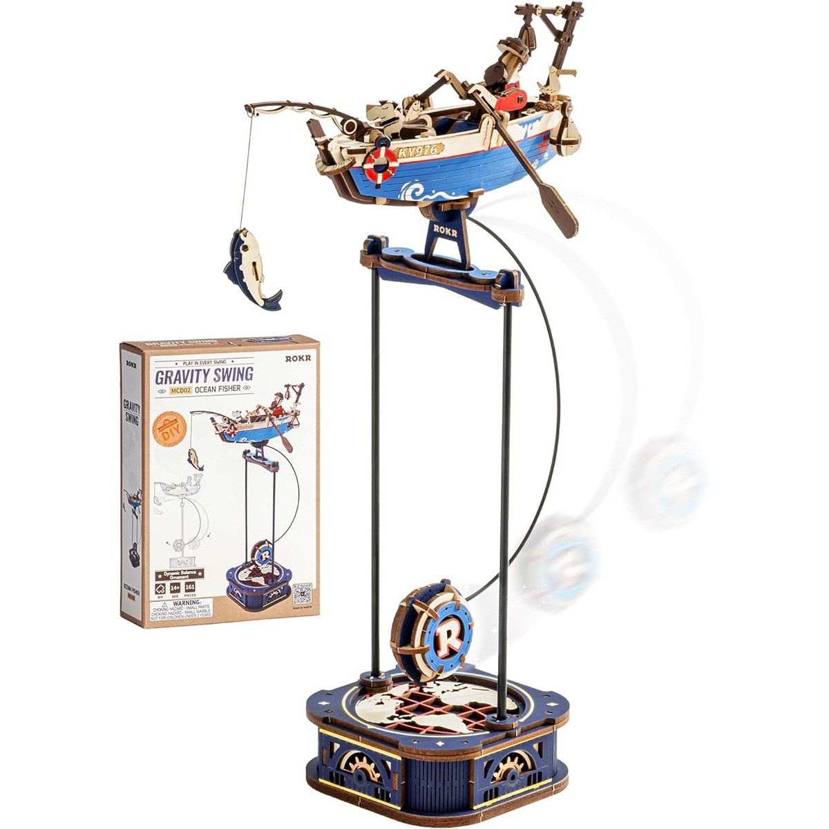 Maquette en bois Pêcheur avec balancier