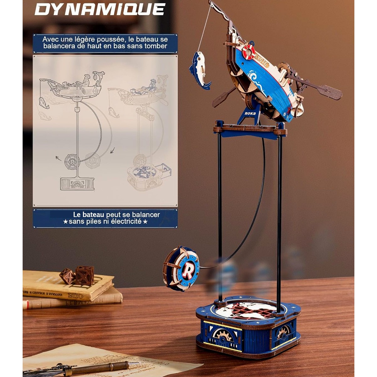 Maquette en bois Pêcheur avec balancier