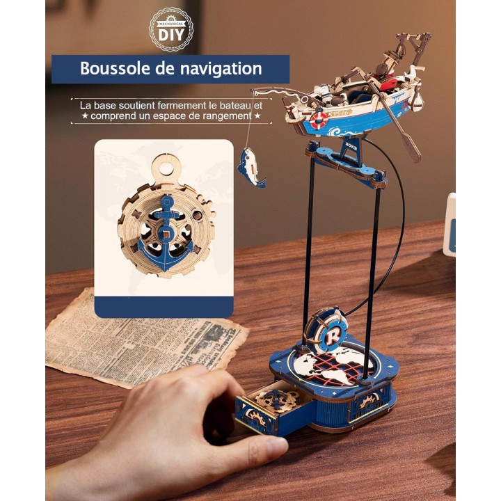 Maquette en bois Pêcheur avec balancier