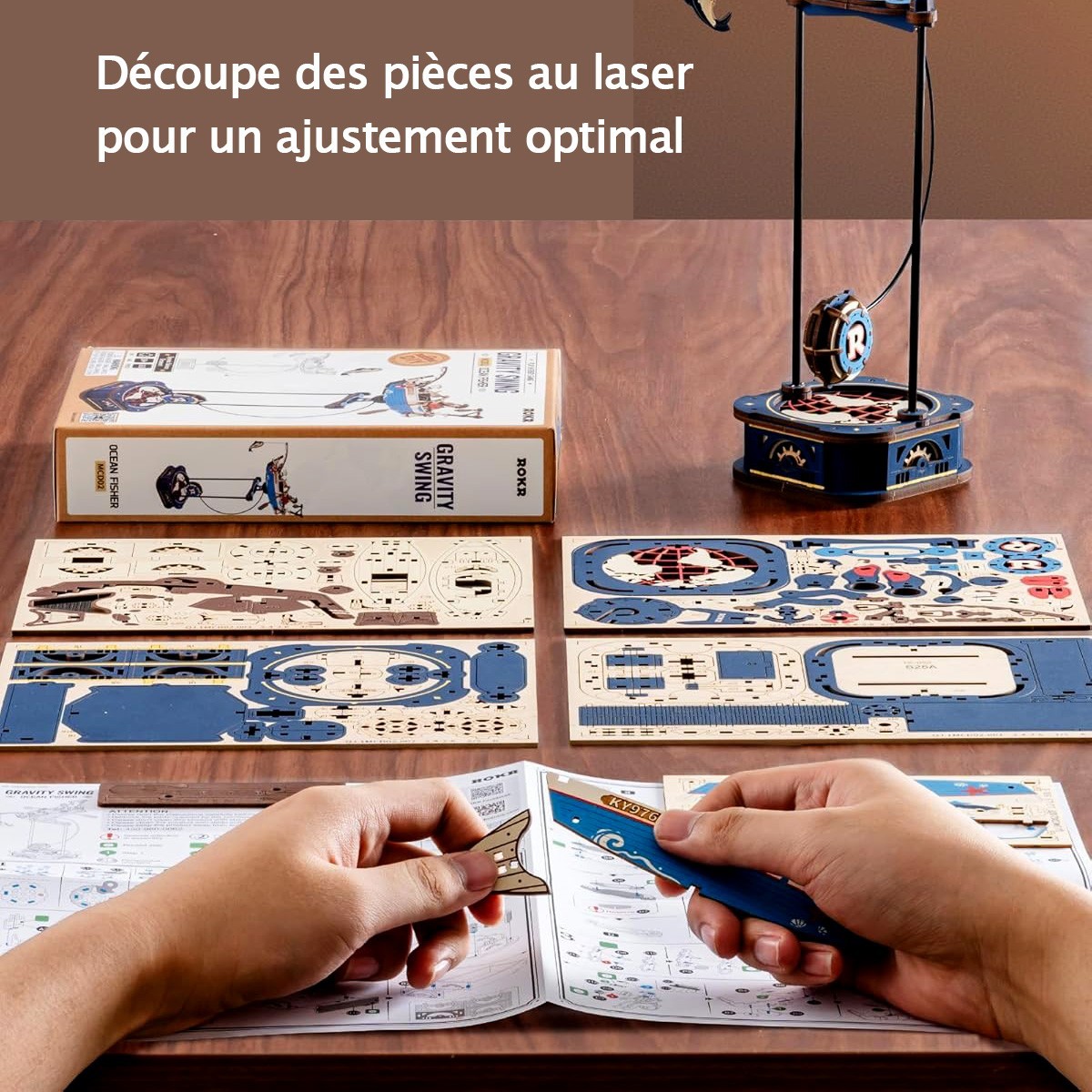 Maquette en bois Pêcheur avec balancier