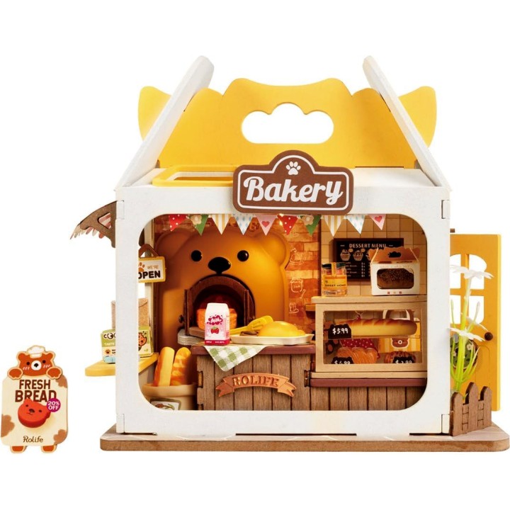 Maquette en bois lumineuse Boulangerie miniature